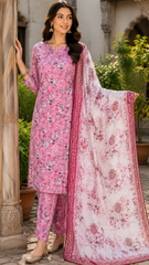 Pink Garden Printed 3 Piece Lawn Suit