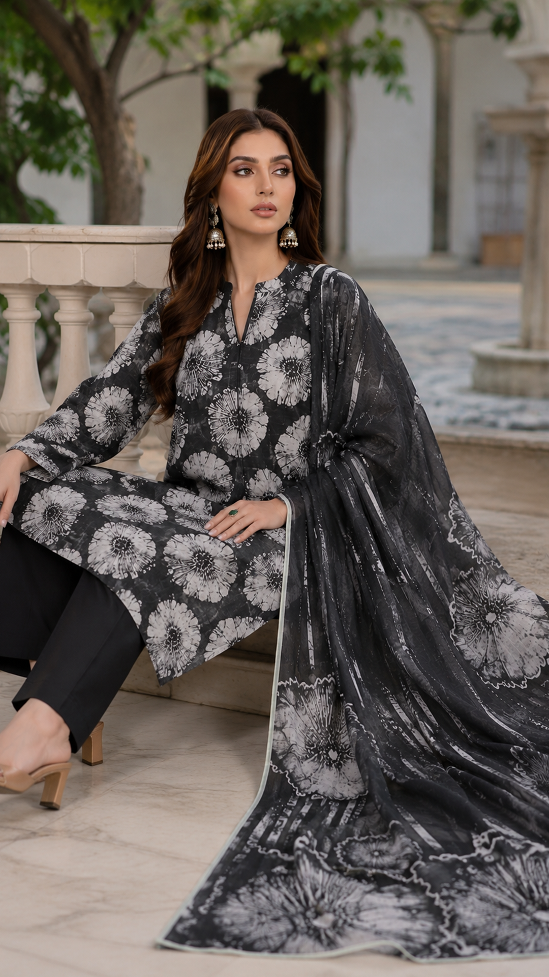 Stylish 3 Piece Lawn Airjet 90/70 Suit