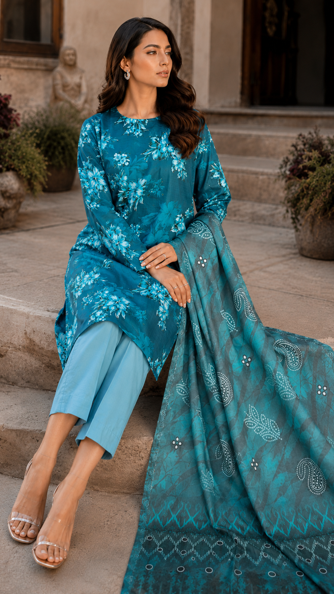 Stylish 3 Piece Lawn Airjet 90/70 Suit