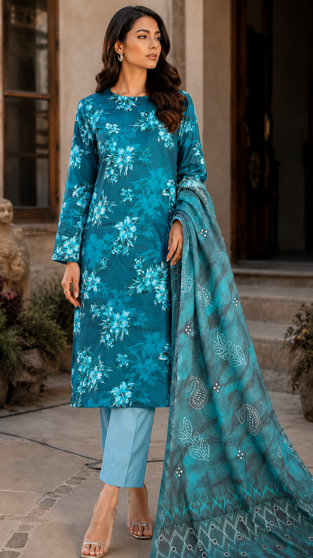 Stylish 3 Piece Lawn Airjet 90/70 Suit